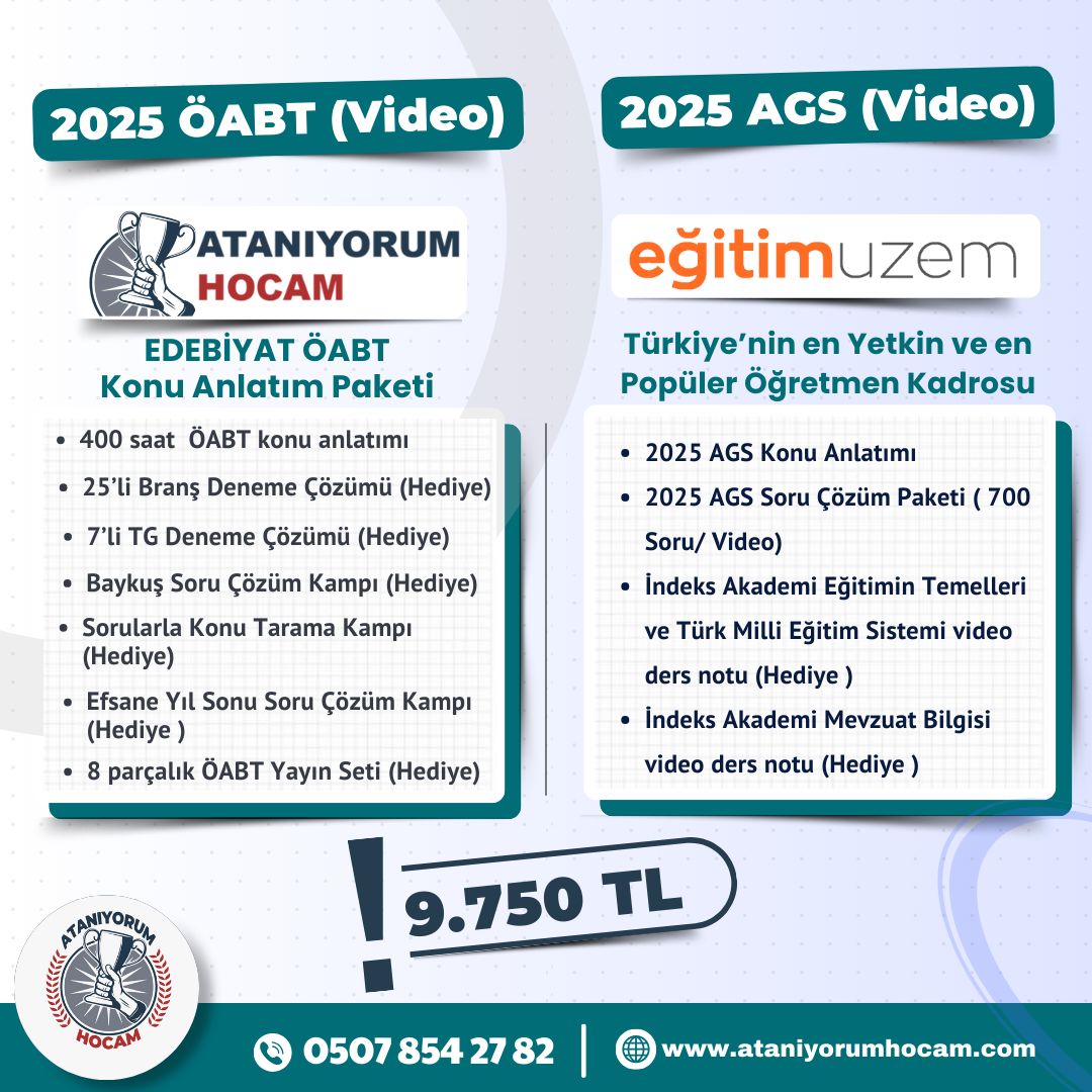 2025 ÖABT EDB. ( Video) + MEB AGS ( Video)   2'Lİ ULTRA ATAMA PAKETİ