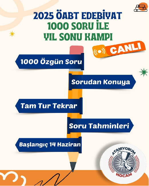 2025 ÖABT EDEBİYAT 1000 SORU GENEL TEKRAR KAMPI ( Canlı Paket)